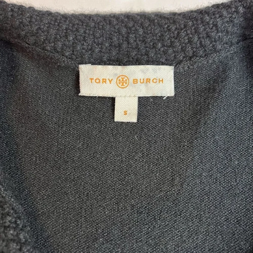 Tory Burch 100% Cashmere Tunic Sweater Women’s Small‎ Black VNeck Long Sleeve